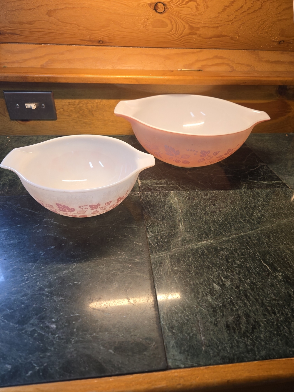Vintage RARE Pryex Cinderella Pink Gooseberry Mixing Bowls - Set of 2